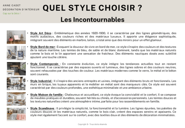 Styles incontournables - Anne Cadet Décoration d'Intérieur - Cap sur la Déco !