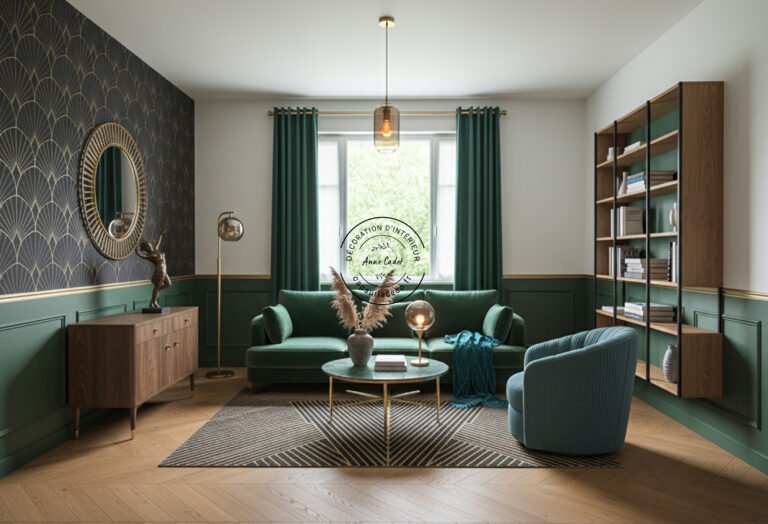Salon chaleureux de style Art Déco