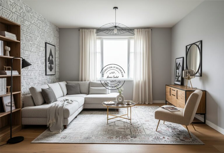 Salon chaleureux de style Contemporain Chic