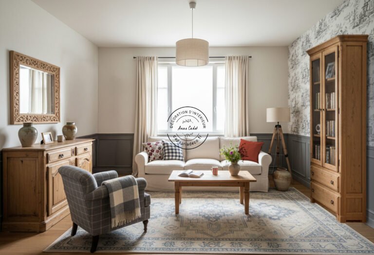 Salon chaleureux et confortable de style Maison de famille