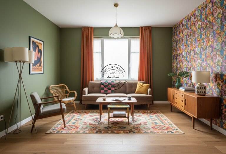 Salon chaleureux de style Vintage