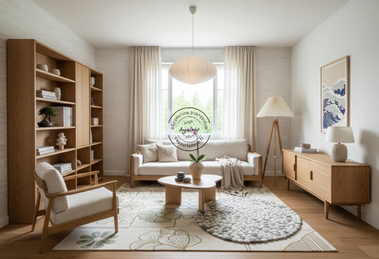 Salon chaleureux de style Zen Scandinave