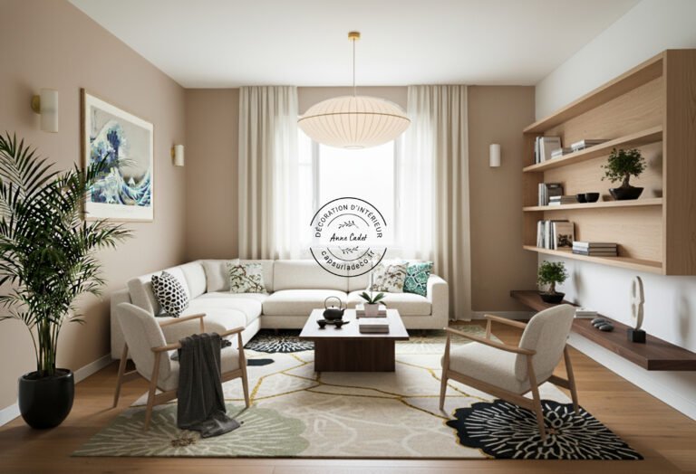 Salon chaleureux de style Zen