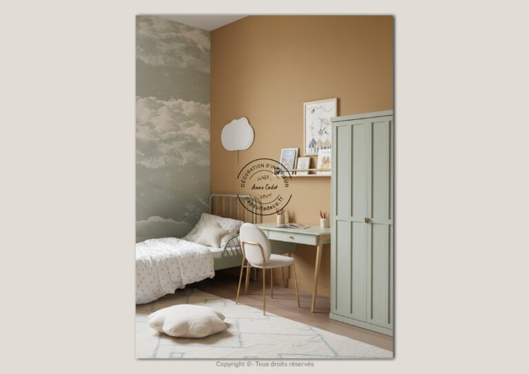 Chambre d'enfant aux couleurs douces de style Art Déco - Anne Cadet Décoration d'Intérieur - Cap sur la Déco !