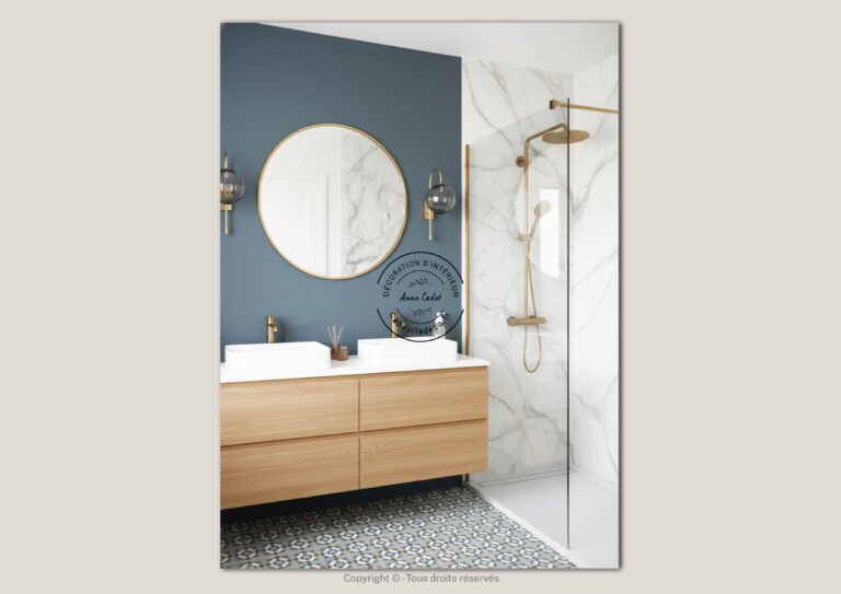 Salle de bain lumineuse de style Art Déco - Anne Cadet Décoration d'Intérieur - Cap sur la Déco !