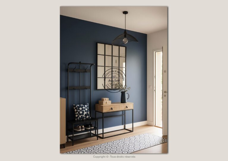 Entrée accueillante de style Bleu Architecte - Anne Cadet Décoration d'Intérieur - Cap sur la Déco !