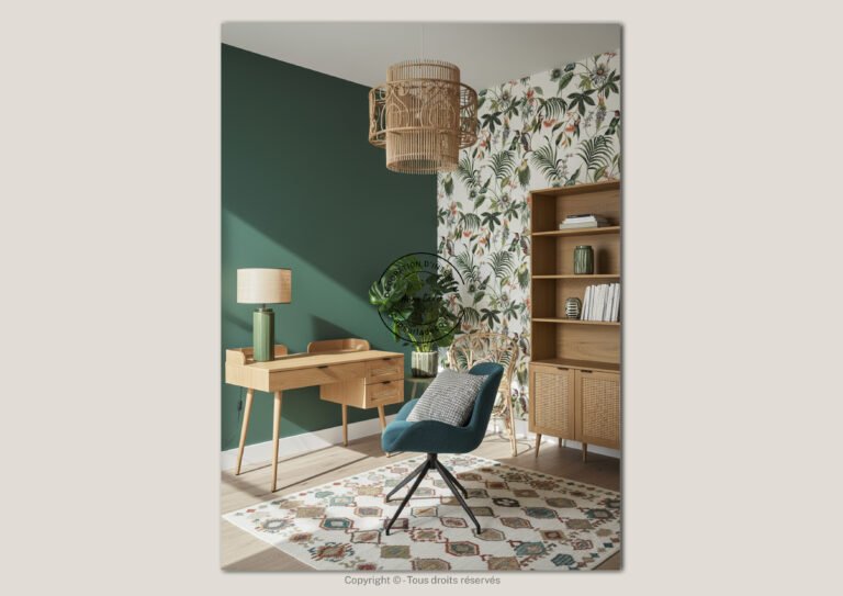 Bureau vivant et coloré de style Bohème - Anne Cadet Décoration d'Intérieur - Cap sur la Déco !