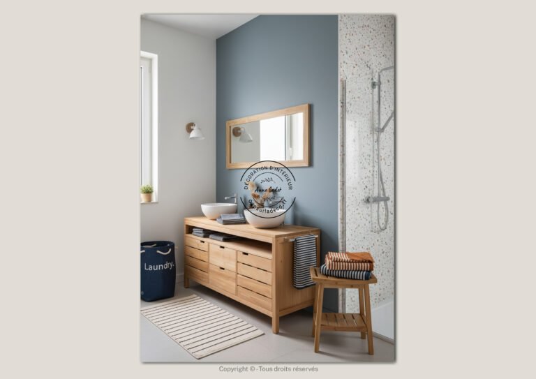Salle de bain simple et agréable de style Bord de mer - Anne Cadet Décoration d'Intérieur - Cap sur la Déco !