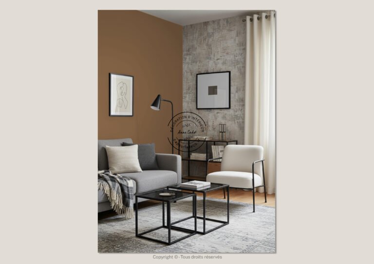 Salon chaleureux de style Contemporain - Anne Cadet Décoration d'Intérieur - Cap sur la Déco !