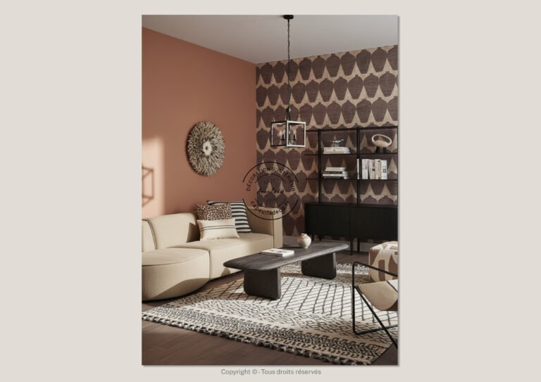 Salon chaleureux de style Ethnique - Anne Cadet Décoration d'Intérieur - Cap sur la Déco !