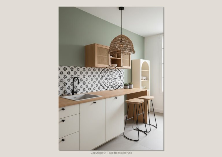 Cuisine sobre et simple de style Ethnique - Anne Cadet Décoration d'Intérieur - Cap sur la Déco !