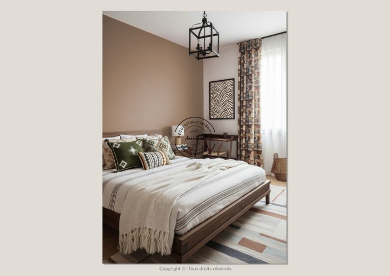 Chambre parentale douillette de style Ethnique - Anne Cadet Décoration d'Intérieur - Cap sur la Déco !