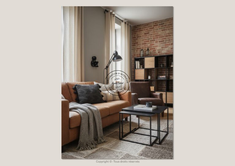 Salon chaleureux de style Industriel - Anne Cadet Décoration d'Intérieur - Cap sur la Déco !