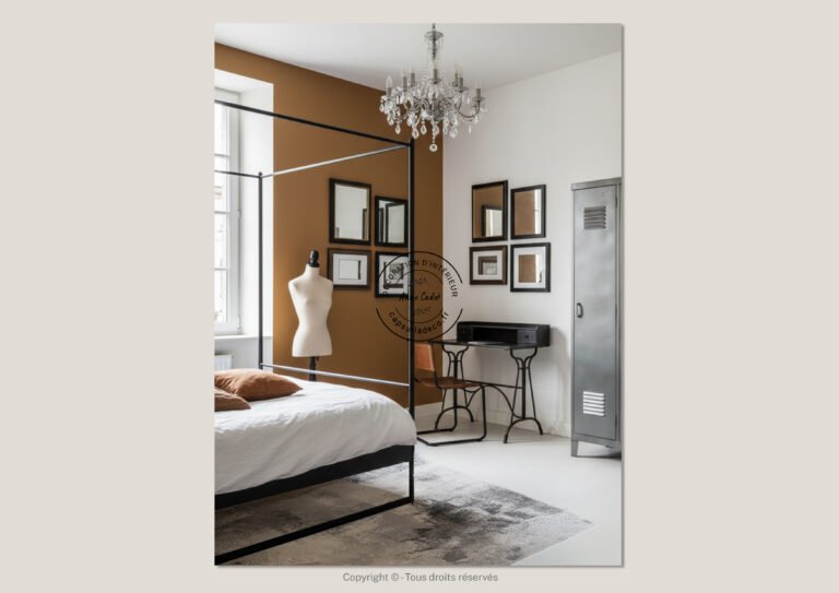 Chambre parentale chaleureuse et graphique de style Industriel - Anne Cadet Décoration d'Intérieur - Cap sur la Déco !
