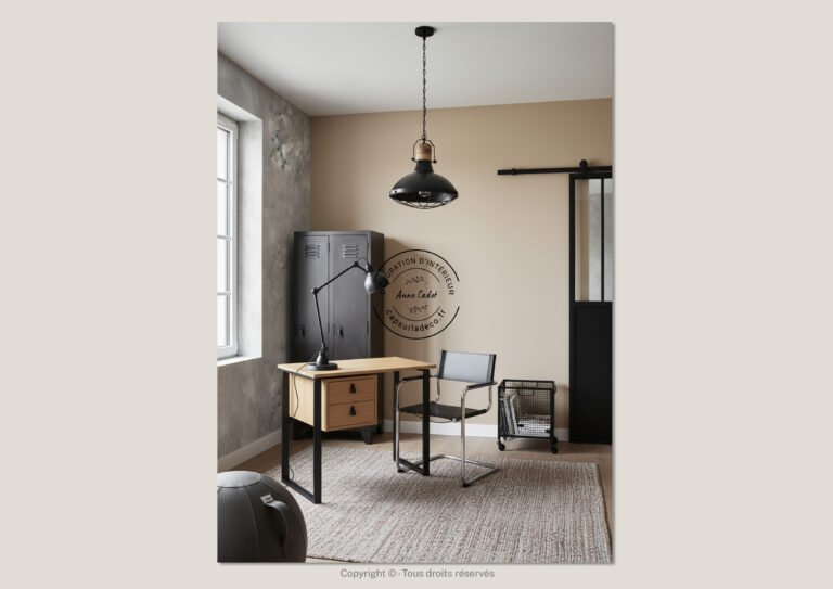 Bureau sobre de style Industriel - Anne Cadet Décoration d'Intérieur - Cap sur la Déco !