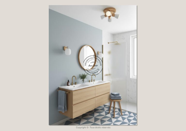 Salle de bain lumineuse de style Scandinave - Anne Cadet Décoration d'Intérieur - Cap sur la Déco !