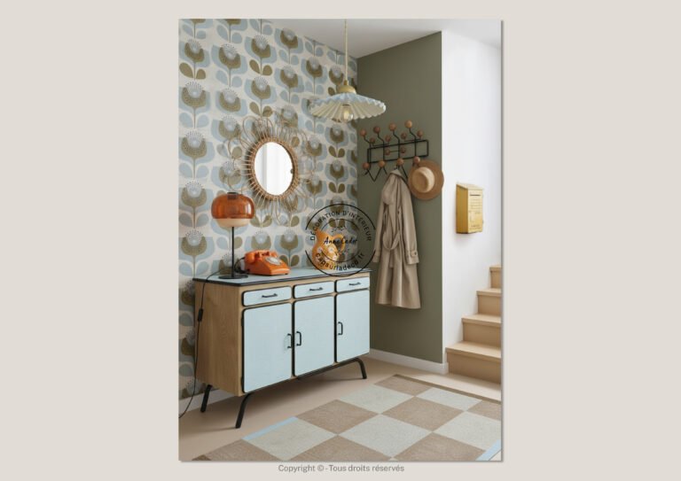 Entrée accueillante et joyeuse de style Vintage - Anne Cadet Décoration d'Intérieur - Cap sur la Déco !