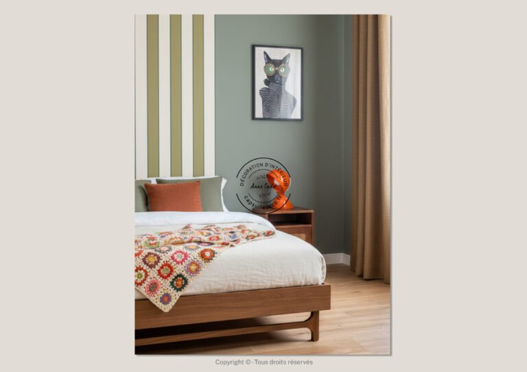 Chambre parentale joyeuse et décalée de style Vintage - Anne Cadet Décoration d'Intérieur - Cap sur la Déco !
