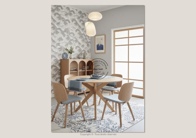 Salle à manger conviviale de style Zen - Anne Cadet Décoration d'Intérieur - Cap sur la Déco !